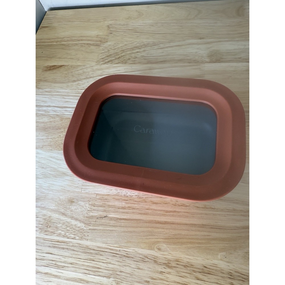 Caraway Medium Food Storage Container 4.4 Cup 35 oz Terracotta Glass Lid